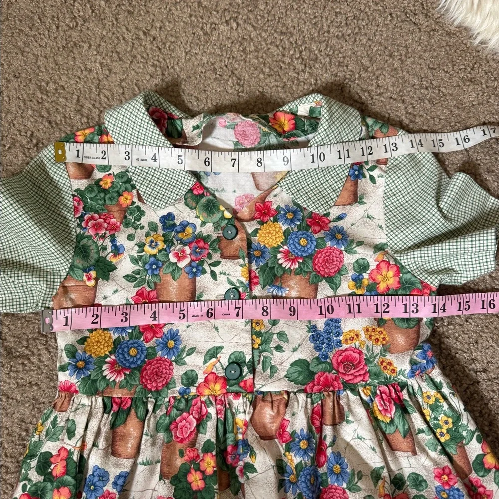 Children’s Garden Floral Print Green Cotton Dress